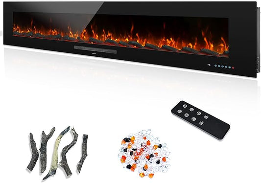 84 inches Electric Fireplace, Recessed & Wall Mounted Fireplace Heater 13 * 13 by Dreamflame