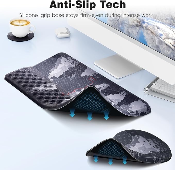 Ospelelf Ergonomic Mouse Pad and Keyboard Stand Wrist Rest Set, Memory Foam - Image 5