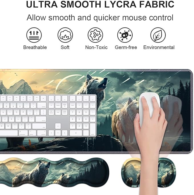 Ergonomic Keyboard Wrist Rest & Mouse Pad Wrist Rest Set, Large XXL Gaming Desk - Image 3