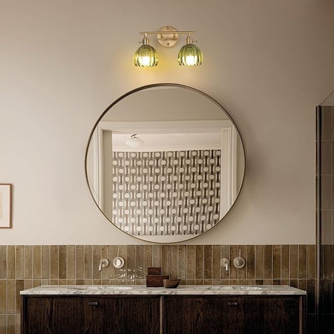 Shenmoyl Battery Operated Bathroom Light Fixtures, 2-Light Brass Vanity Wall - Image 8