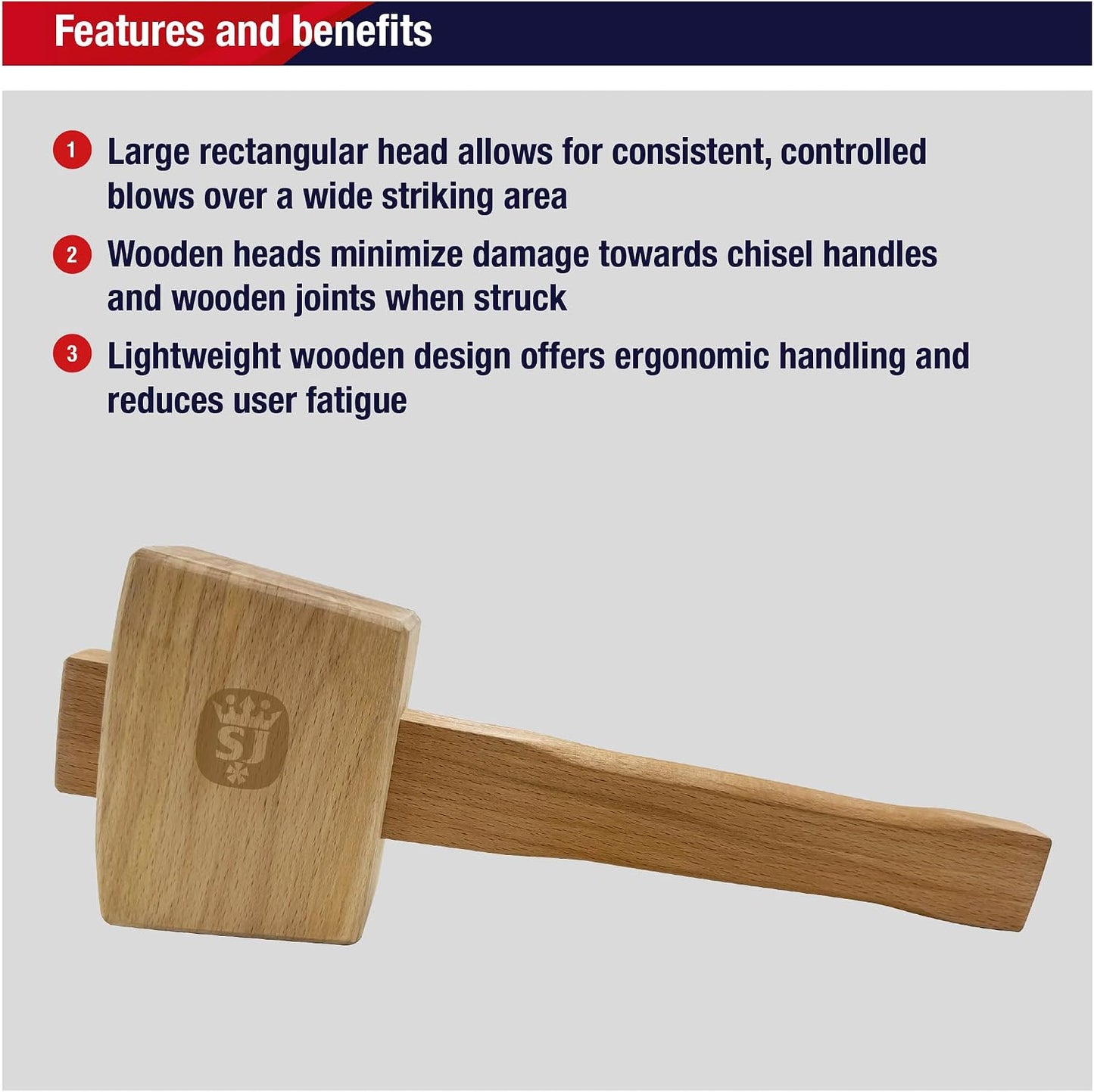 Spear & Jackson CMALL4 4" Wooden Carpenters' Mallet - Lightweight Woodworking Mallet for Chisels, Joinery & General Carpentry Use