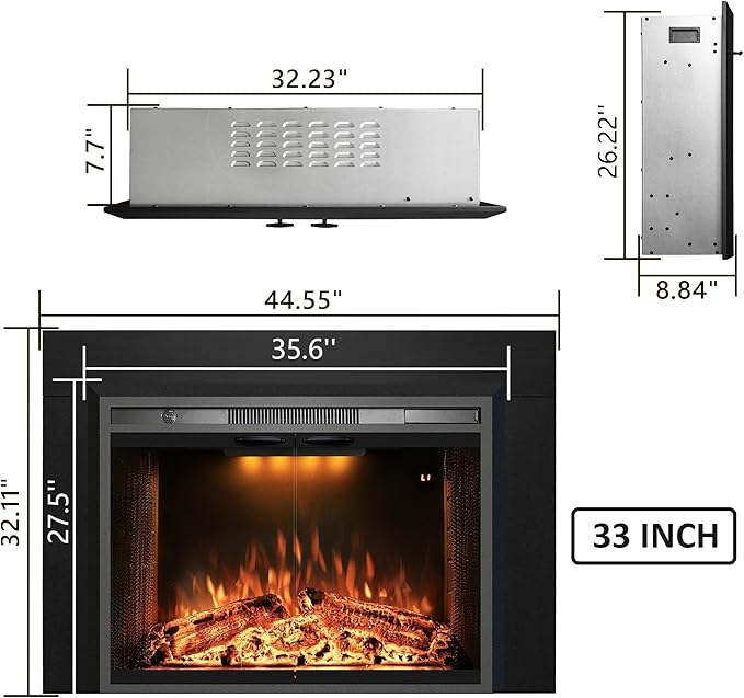 Velaychimny 44.5" W x 32" H Electric Fireplace Insert - Image 2