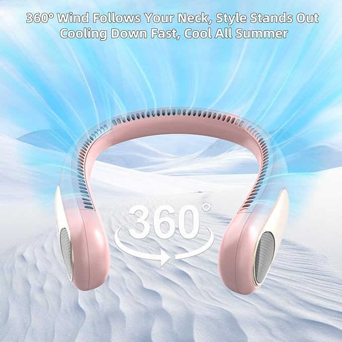 Portable Neck Fan, Personal Wearable Bladeless Fan, LED Display, 6000mAh USB - Image 2