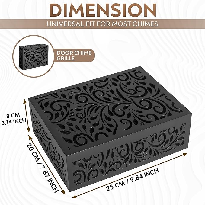 Black Decorative Doorbell Cover Box, Weather Protection Housing Modern Black – - Image 2