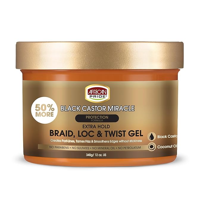 African Pride Black Castor Miracle Extra Hold Braid, Twist Gel by AfricanPride