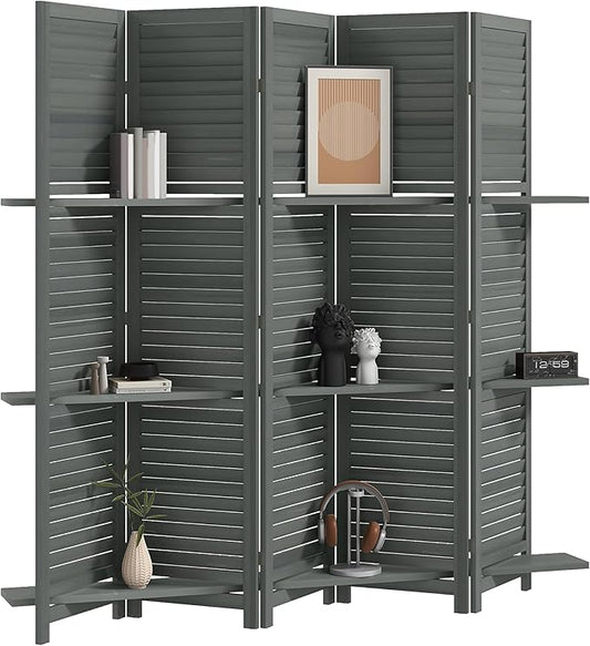 HOMCOM Room Divider, 5 Panel 67" Tall Wood Privacy Screen by HOMCOM