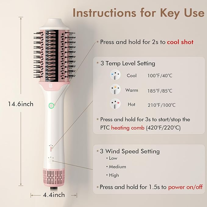 2-in-1 Blow Dryer Brush & Hair Straightener, Ionic & Ceramic Thermal Brush - Image 6