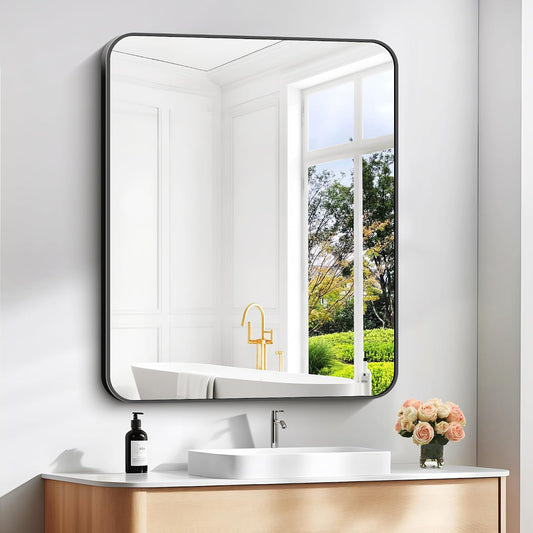 30" x 36"Bathroom Mirror, Matte Black Wall Mirror