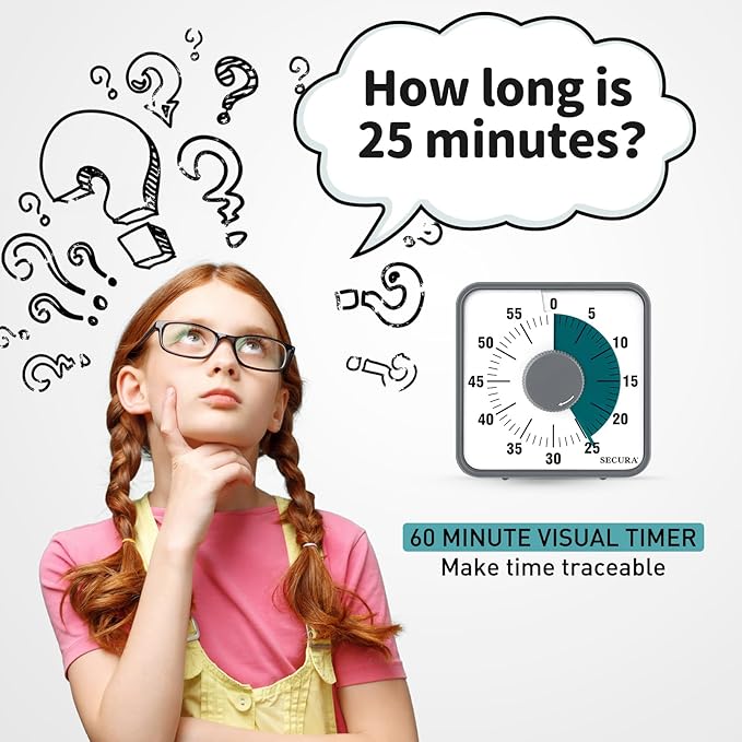 Secura 7.5 Inch Visual Timer, 60 Minute Visual Oversize Countdown Timer - Image 2