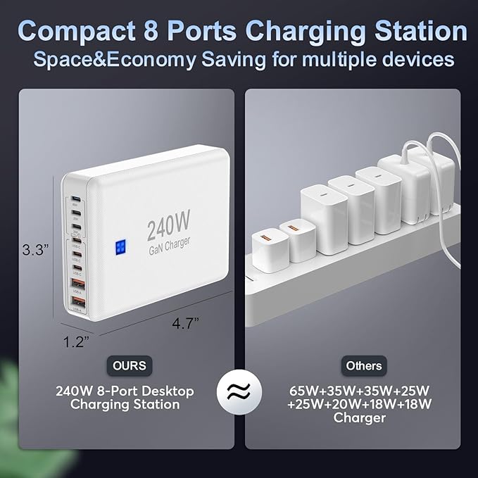 240W Fast Charging Blocks, 8-Port Charging Station - Image 4