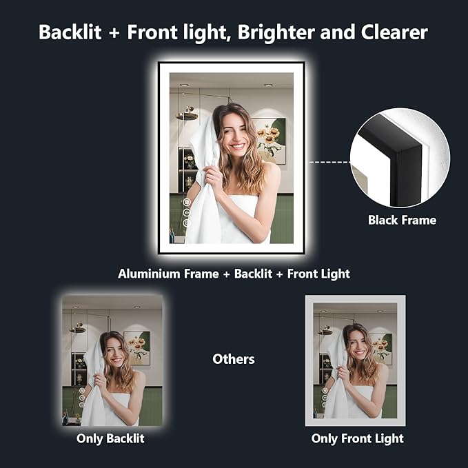 YEELAIT 24x36 Inch LED Bathroom Mirror - Image 3