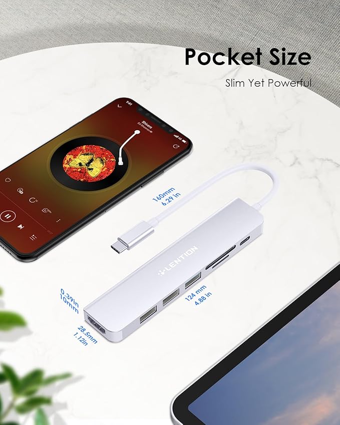 LENTION USB C Hub with 100W Charging, 4K HDMI, Dual Card Reader, USB 3.0 & 2.0 - Image 8