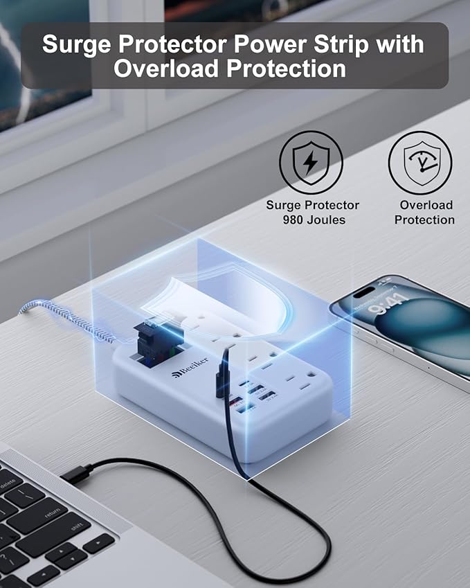 45W USB C Travel Power Strip- PD 45W Fast Charging Station - Image 6