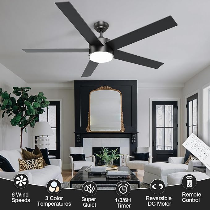 POCHFAN 60 Inch Black Ceiling Fans - Image 7