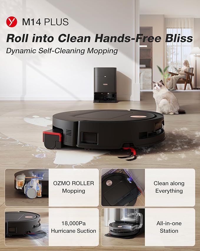 Yeedi M14 Plus Robot Vacuum and Mop, 000Pa Suction, OZMO Roller Instant - Image 2
