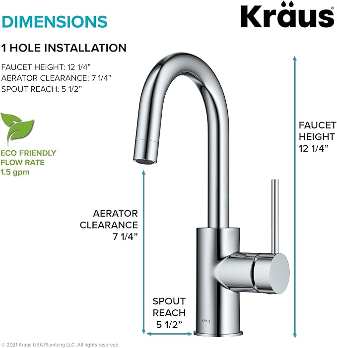 KRAUS Oletto Single Handle Kitchen Bar Faucet in Chrome Finish, KPF-2600CH - Image 5