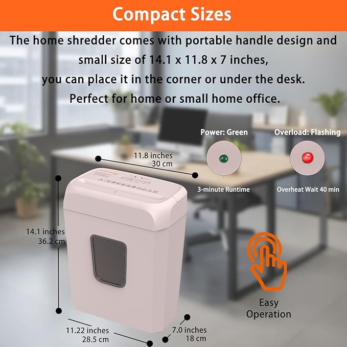 Bonsaii Compact Design for Business Paper Shredder, 6-Sheet Cross-Cut, Credit - Image 2