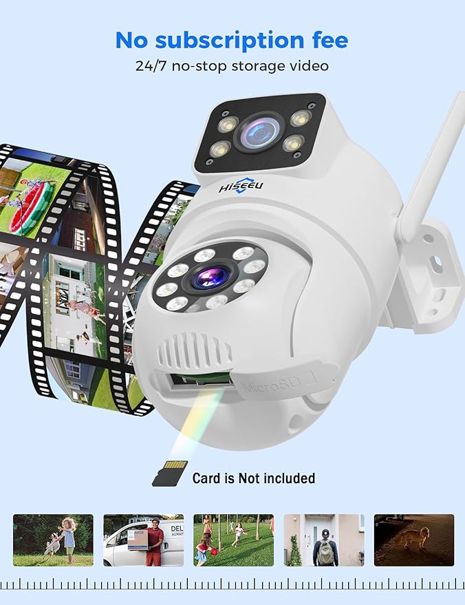 Hiseeu WiFi Security Camera Dual Lens 5G/2.4G WiFi PTZ Camera Outdoor, Power - Image 3