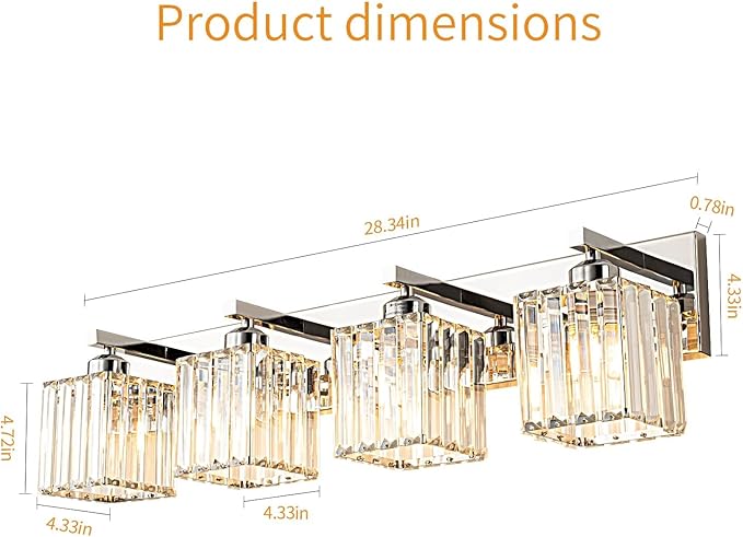 FDPBY Modern 4-Light Chrome Crystal Bathroom Vanity Light Fixtures - Image 5