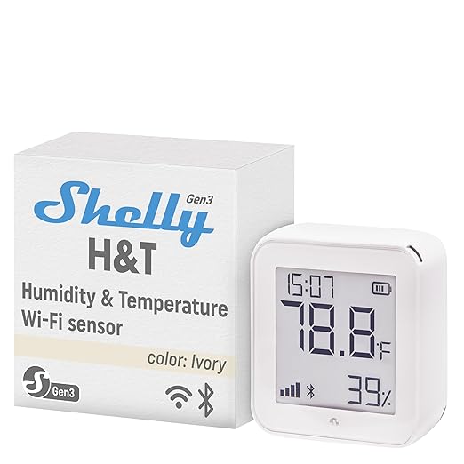 Shelly H&T Gen3 Ivory | Wi-Fi and Bluetooth Smart Temperature & Humidity Sensor by Shelly