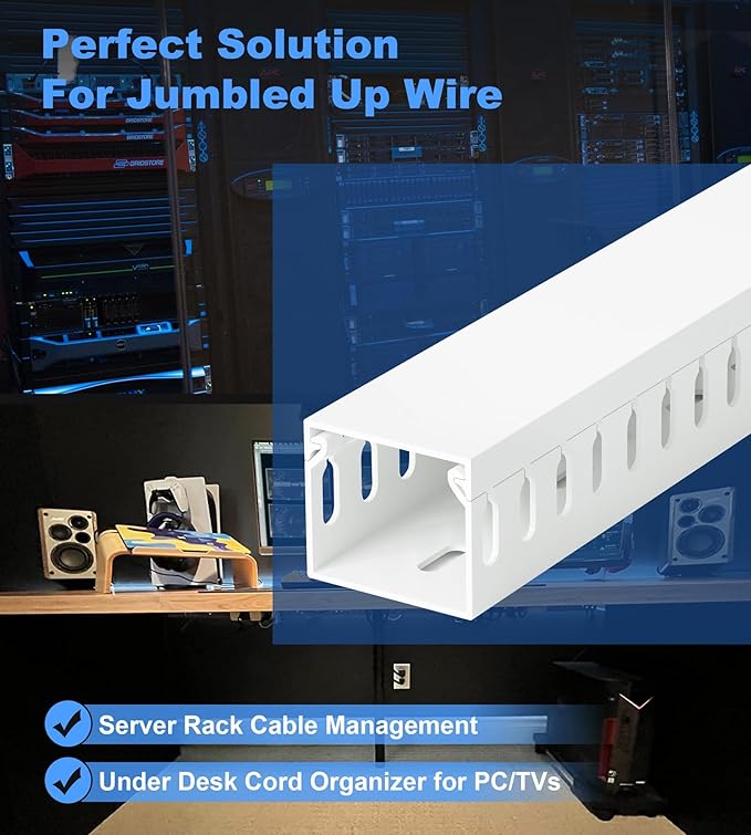 ZhiYo 66in Professional Server Rack Cable Management Raceway, H1.4in x W1.6in - Image 4