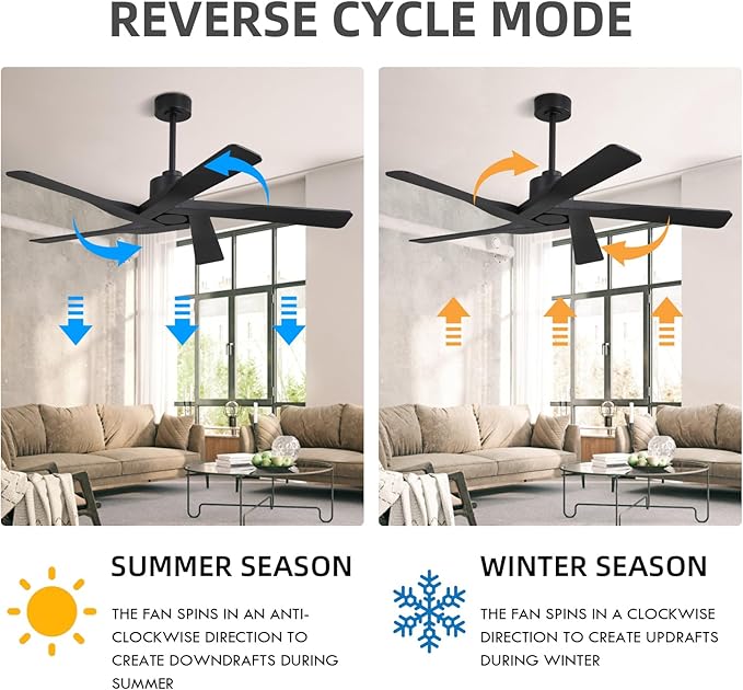 WINGBO 54" ABS DC Ceiling Fan No Light, 5 Blade ABS Plastic Ceiling Fan - Image 4