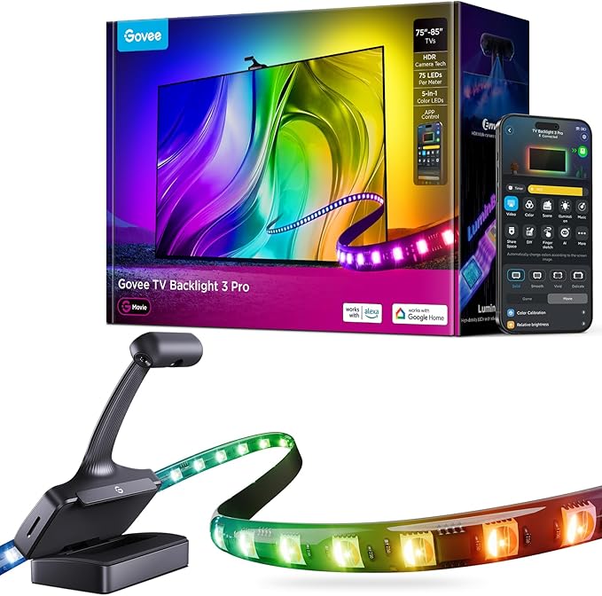 Govee TV Backlight 3 Pro with HDR Triple Camera, 16.4ft 5-in-1 RGBWWIC LED by Govee