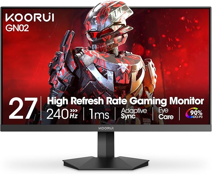 KOORUI 27 inch Gaming Monitor, 240Hz Monitor, 1ms FHD 1080p, Adaptive Sync by KOORUI