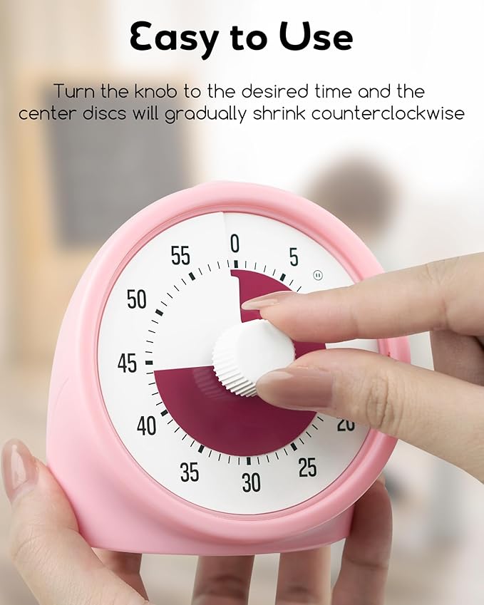 Visual Timer for Kids with Pause Button, 60-Minute Countdown Timer with Silent - Image 3
