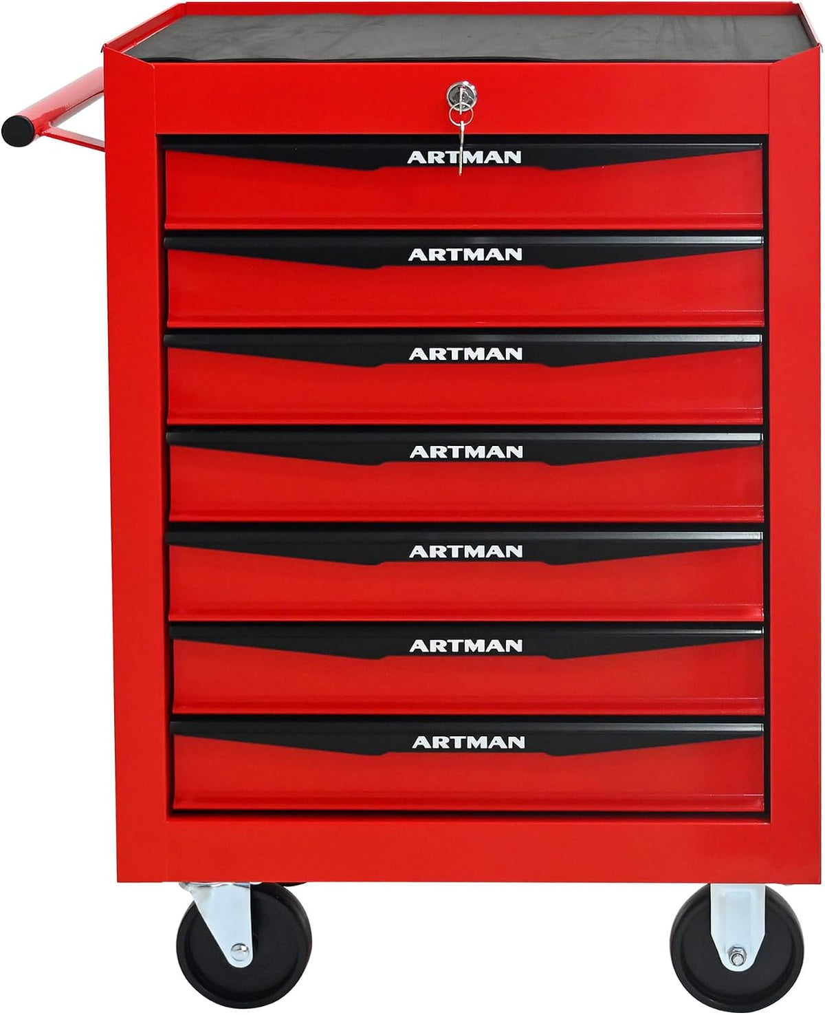 runboll 7 drawer rolling tool chest with locker shown in use