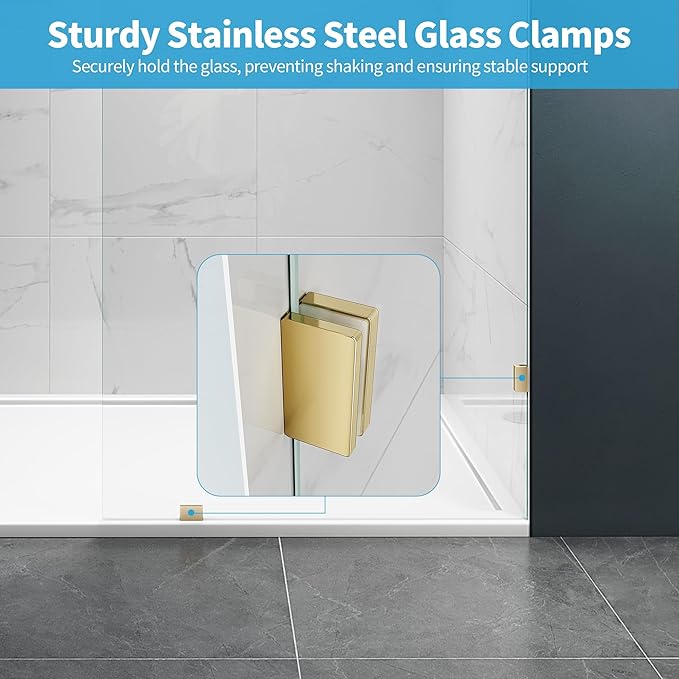 Shower Glass Panel, Frameless Walk in Shower Door - Image 3