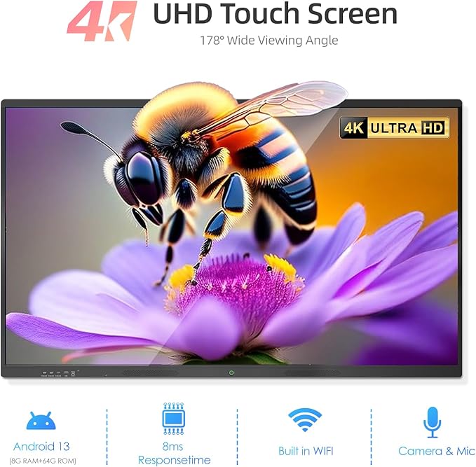 55" Smart Board, Interactive Whiteboard, 4K UHD Touchscreen, Android 13 - Image 4