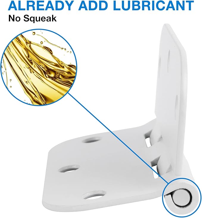 6 Pack 3.5 Inch Door Hinges White Matte Rounded 3 1/2 Inch Noise Free Iron - Image 5
