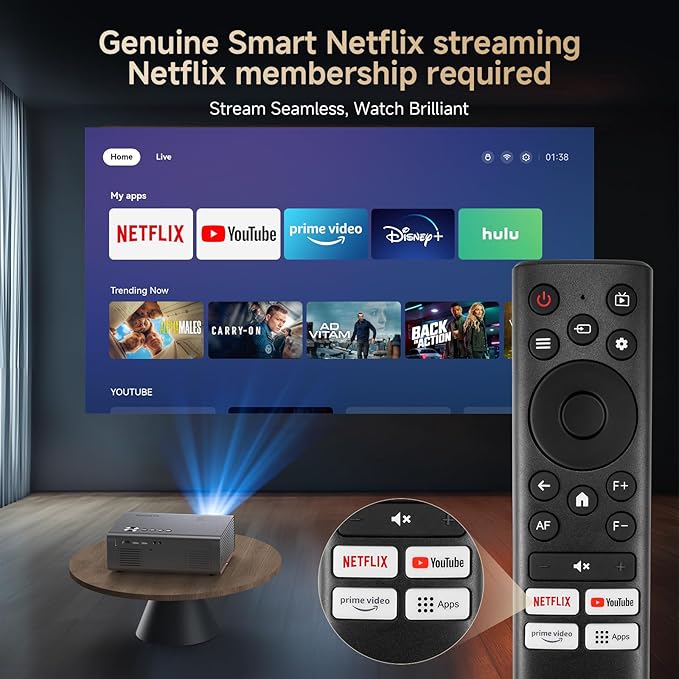 4K Projector with Built-in Apps, 1500ANSI Auto Focus&6D Keystone Dolby Audio - Image 3