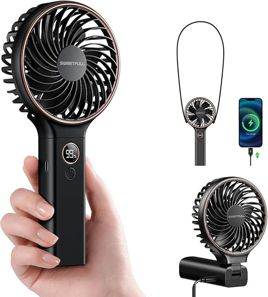 SWEETFULL Handheld Portable Fan, 5000mAh Rechargeable Battery, 6 Speed Wind by SweetFull%C2%AE