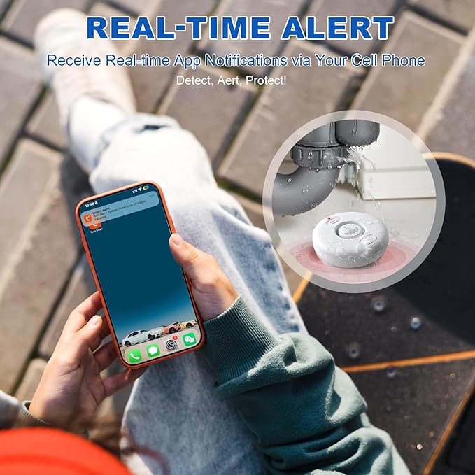 Water Leak Detectors for Home, 120dB Adjustable Water Leak Alarm for WiFi - Image 3