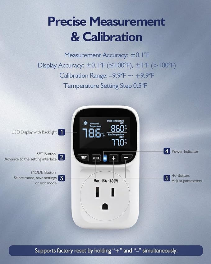 ZILLSEA Digital Temperature Controller, Heating & Cooling Thermostat Plug Outlet - Image 5