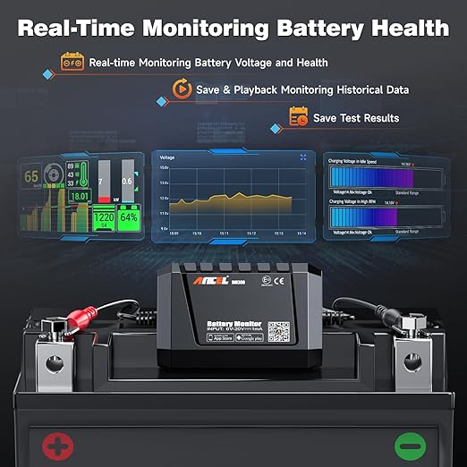 ANCEL BM300 12V Battery Monitor, Cranking System Test & Alarm - Image 7