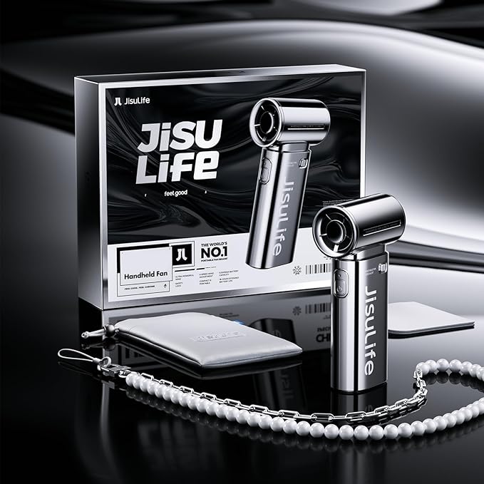 JISULIFE Portable Handheld Fan Life9, Turbo Power High Speed Air, 5 Gear Wind - Image 8