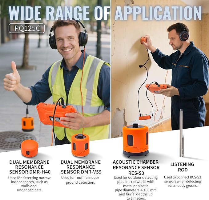 PQWT 125C Water Leak Detector, Indoor & Outdoor Underground Water Pipe Leak - Image 4