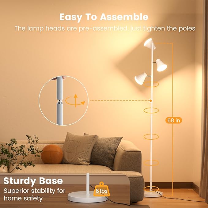 SIBRILLE 36W LED Tree Floor Lamp, Dimmable Tall Standing Lamp - Image 7