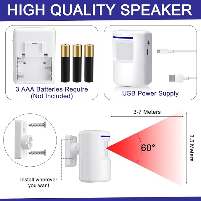 Mimorou Motion Sensor Alarm Wireless Driveway Alarm Indoor Home Motion Detector - Image 3