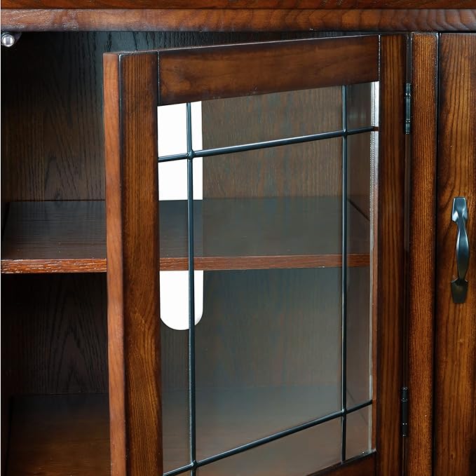 Leick Home 80385 Leaded Glass Three Door Corner TV Stand - Image 9