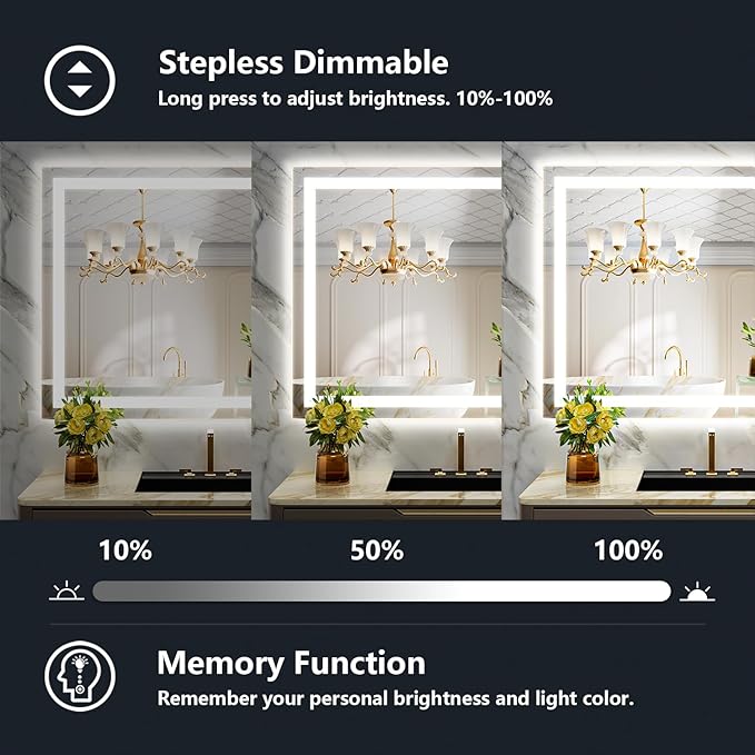 YEELAIT 40x30 Inch LED Bathroom Mirror - Image 3