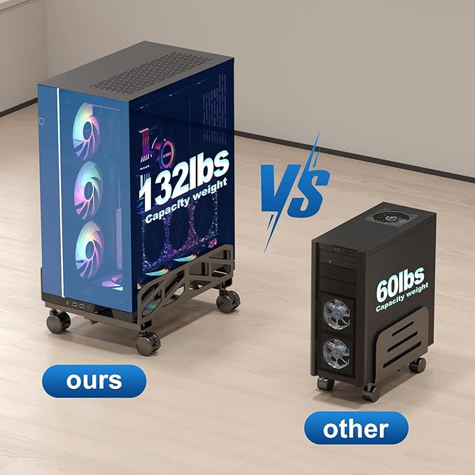Pholiten Adjustable Computer Tower Stand, 7.28 to 11.81 inch Wide Steel CPU - Image 4