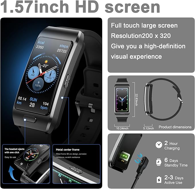 2-in-1 Smart Health Band with Built-in Bluetooth Earbuds, Fitness & Activity - Image 8