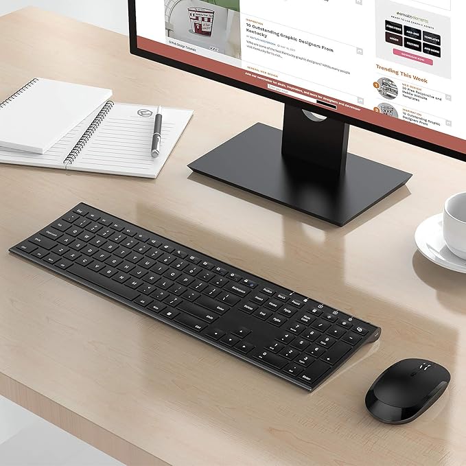 Wireless Keyboard and Mouse, Vssoplor 2.4GHz Rechargeable Compact Quiet - Image 7