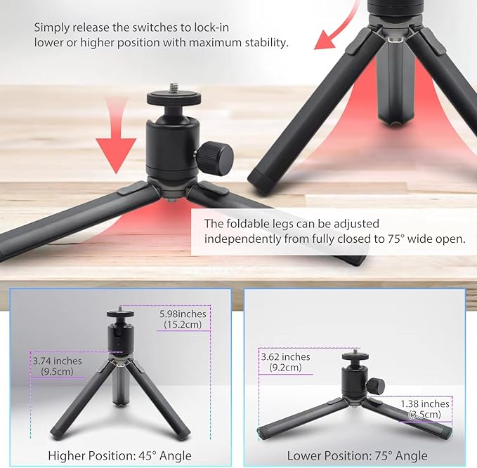 Kado Metal Portable Monitor Stand Tripod, 2-In-1 Phone/Tablet Clamp - Image 5