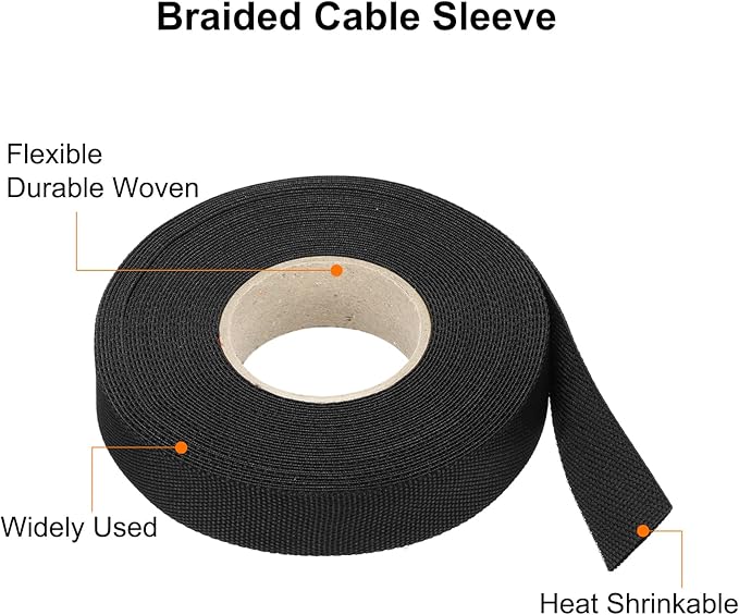 MECCANIXITY Braided Cable Sleeves Heat Shrinkable Fabric Sleeving, 5/8" 40ft - Image 4