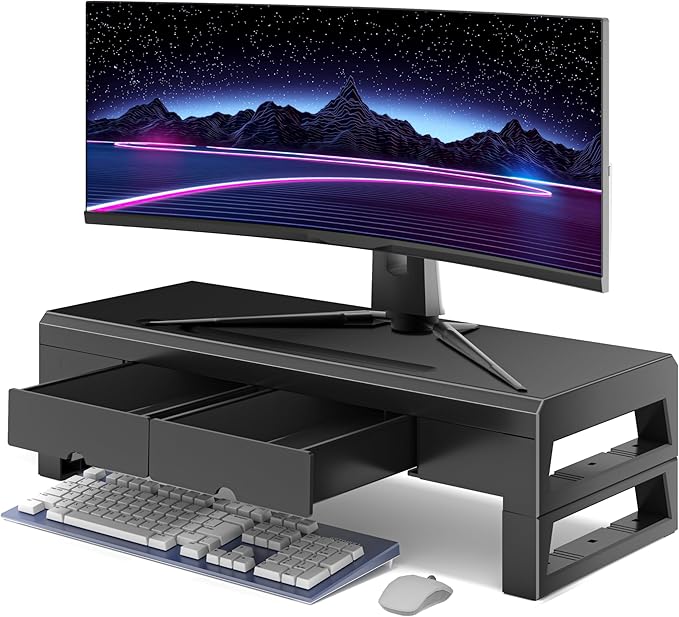 Computer monitor stand with 2 drawer ，Laptop Desk Shelf & Monitor Riser 21.6 by Unknown